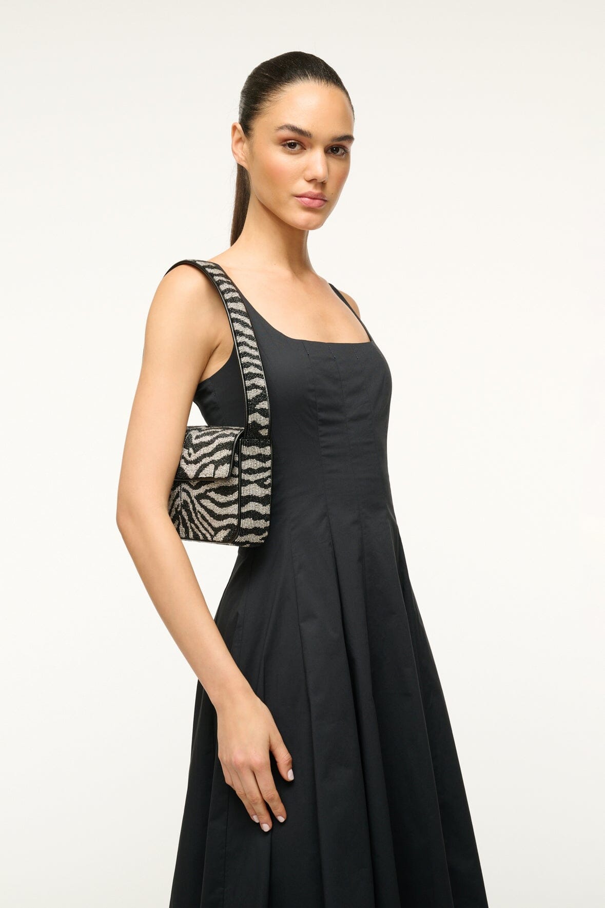 TOMMY BEADED BAG | BLACK WHITE ZEBRA - Image 2