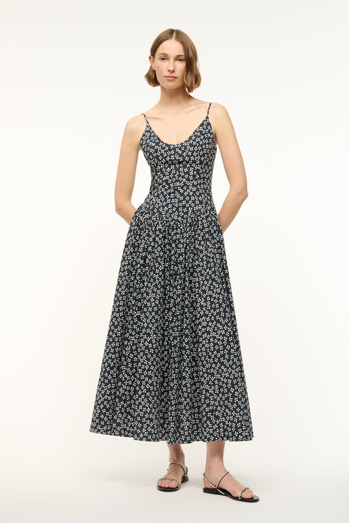 DENA DRESS | BLACK WOODBLOCK FLORAL