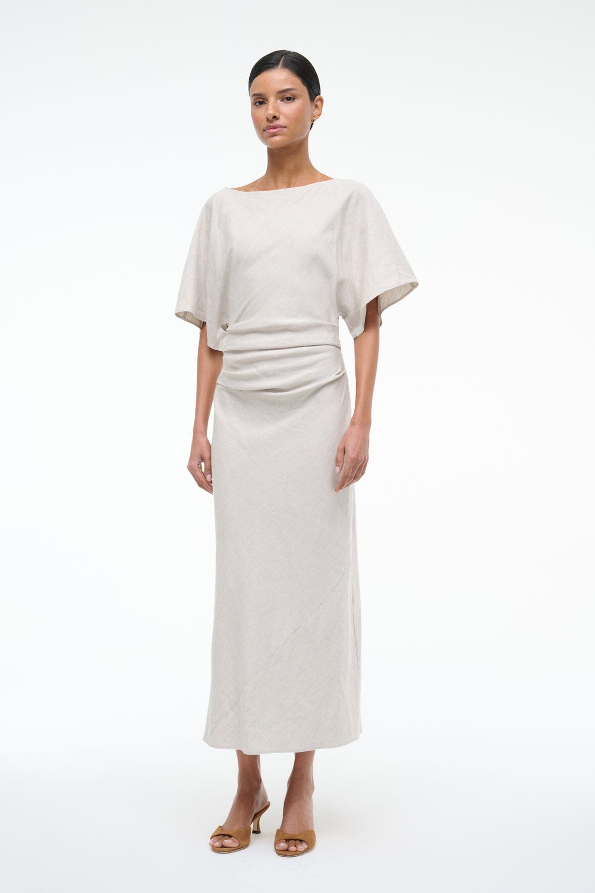 AMELIE LINEN MIDI DRESS | NATURAL - Image 2