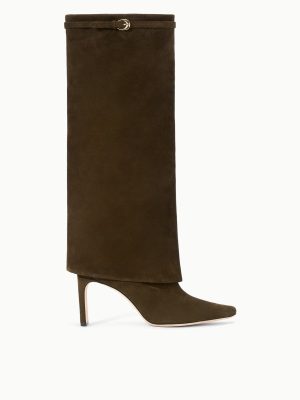 WALLY FOLDOVER HIGH HEEL BOOT | TRUFFLE SUEDE